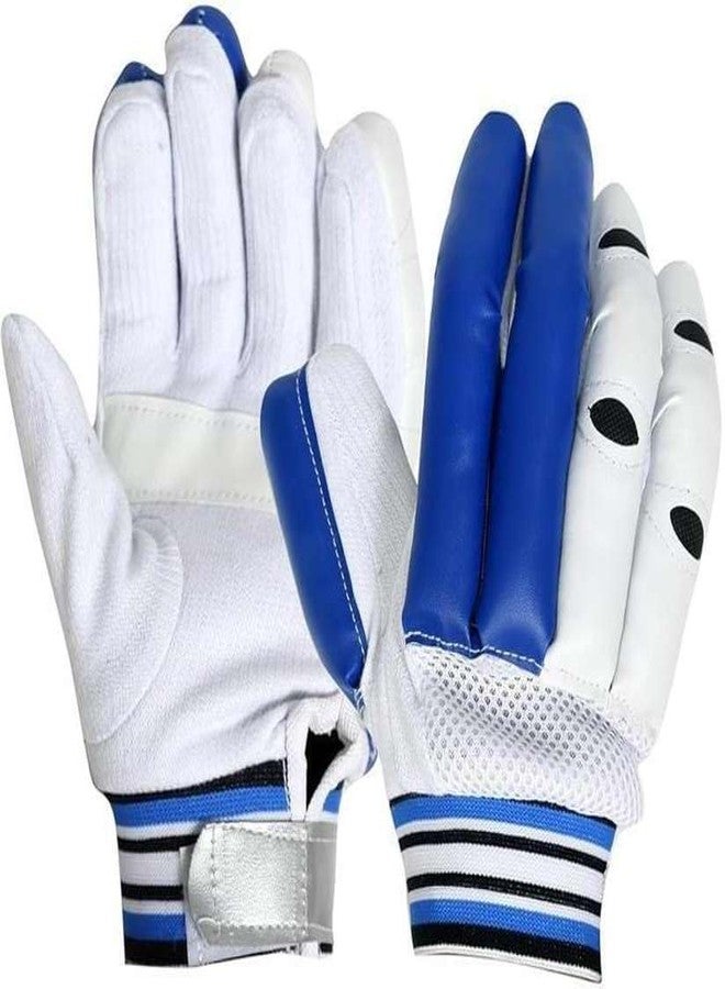 LABH TRADERS Professional Cricket Batting Gloves, White and Blue, Premium Leather, Padded Protection, Mesh Ventilation - Image 1