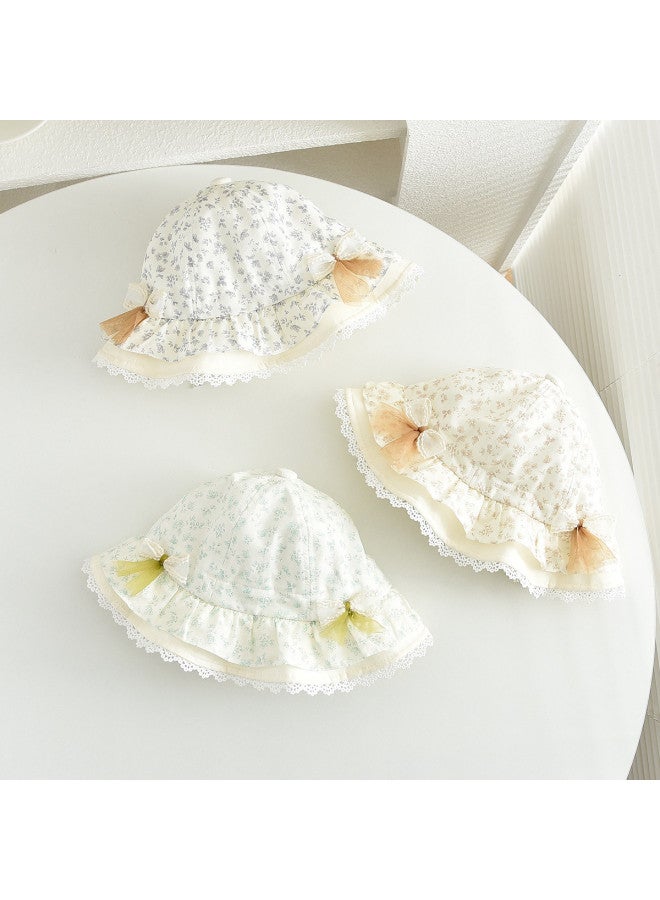 بامبل بي قبعة أطفال للبنات، قبعة دلو مطرزة، قبعة شمسية عصرية للخارج مع زخرفة دانتيل زهرية - Image 3