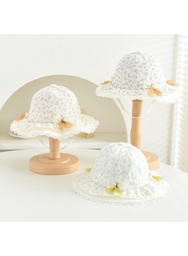 بامبل بي قبعة أطفال للبنات، قبعة دلو مطرزة، قبعة شمسية عصرية للخارج مع زخرفة دانتيل زهرية - Image 4