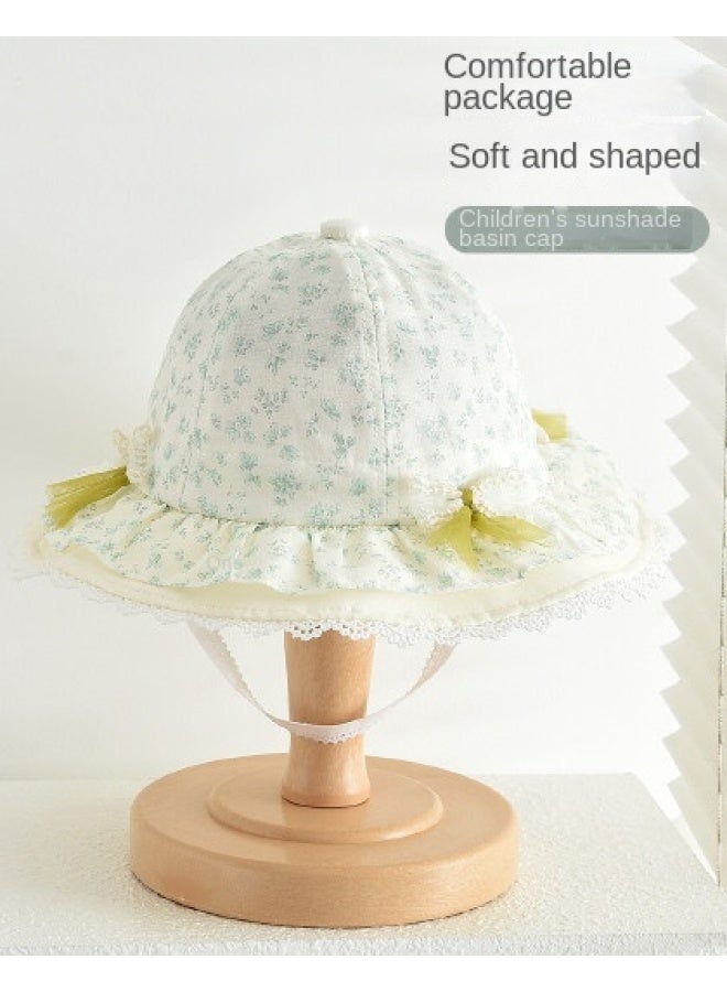 بامبل بي قبعة أطفال للبنات، قبعة دلو مطرزة، قبعة شمسية عصرية للخارج مع زخرفة دانتيل زهرية - Image 1