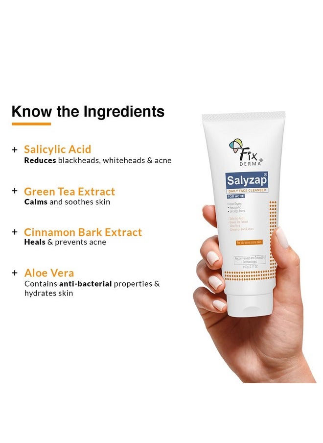 FIXDERMA 2% Salicylic Acid Face Wash For Oily Skin | Sulphate Free | Face Cleanser For Acne Or Pimples | Acne Clearing Face Wash For Men & Women - 60 Ml  - Image 4
