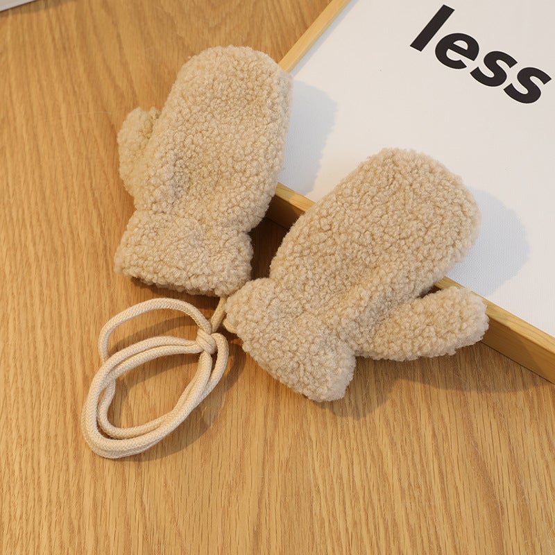 Ins South Korea Solid Color Bear Children'S Scarf Suit Boys And Girls Baby Warm Gloves Two-Piece Set - Image 4