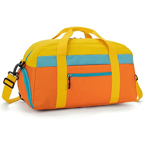 HawLander Kids Duffle Bag for Boys or Girls, Fit School Practice, or Overnight Travel (Orange) - Image 1
