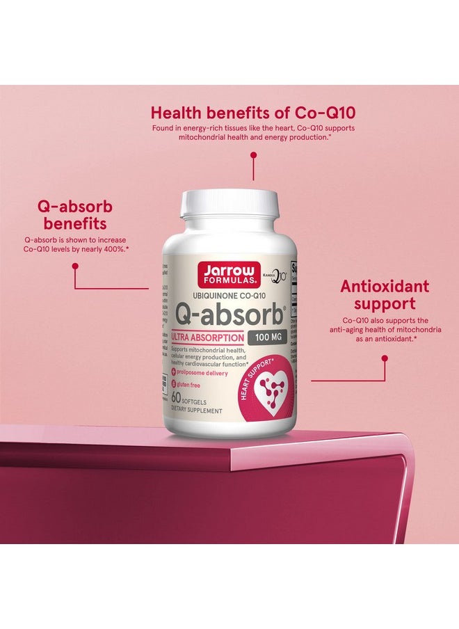 jarrow formulas - Qabsorb Coq10 100 Mg 60 Softgels High Absorption Coq10 Antioxidant Support For Mitochondrial Energy Production & Cardiovascular Health Up To 60 Servings - Image 1