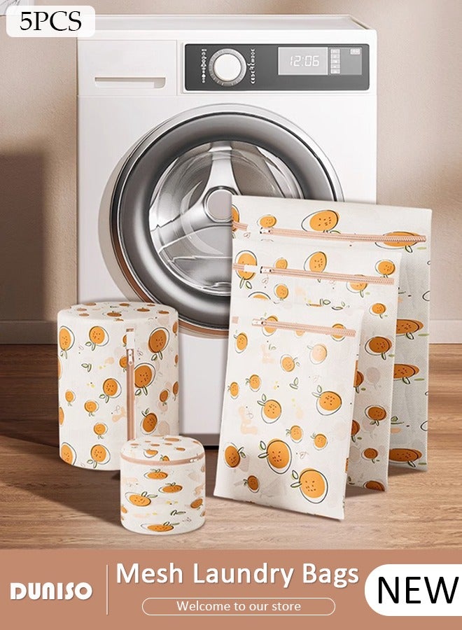 DUNISO 5PCS Mesh Laundry Bags, Thickened Washing Machine Bags for Delicates with Premium Zipper, Reusable Travel Storage Organizer Bag for Blouse, Bra, Hosiery, Stocking, Underwear  - Image 1