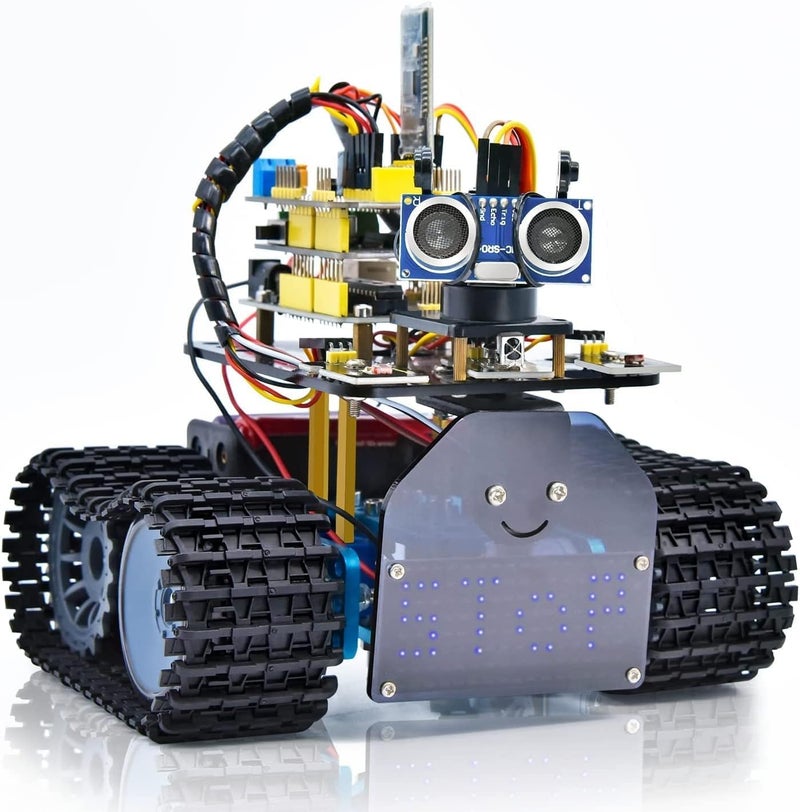 Keyestudio Smart Robot Car Kit V2 for Arduino IDE, with Line Tracking Module, Ultrasonic Sensor, IR Module, Intelligent and Educational Toy Robot Kit for Kids and Youth Adults - Image 1