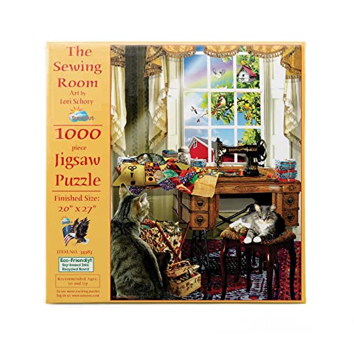 SunsOut بازل غرفة الخياطة 1000 قطعة من SUNSOUT INC بواسطة الفنانة لوري شوري الحجم النهائي 20 × 27 - Image 1