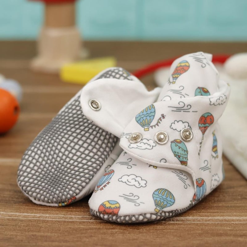 Ella Bonna Organic Cotton Baby Slippers, Non-Slip Sole, Newborn Booties, Home Nursery Shoes, Cappadocia  - Image 2