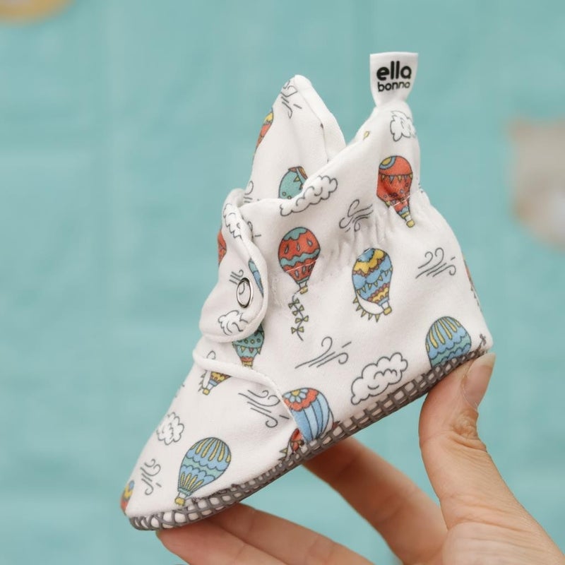 Ella Bonna Organic Cotton Baby Slippers, Non-Slip Sole, Newborn Booties, Home Nursery Shoes, Cappadocia  - Image 4