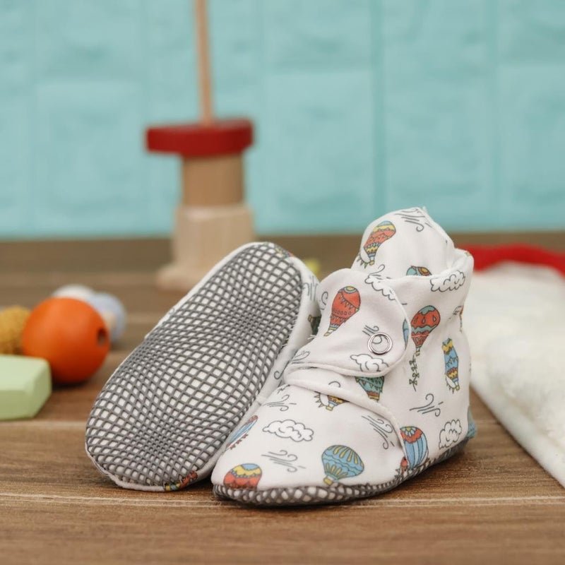Ella Bonna Organic Cotton Baby Slippers, Non-Slip Sole, Newborn Booties, Home Nursery Shoes, Cappadocia  - Image 5