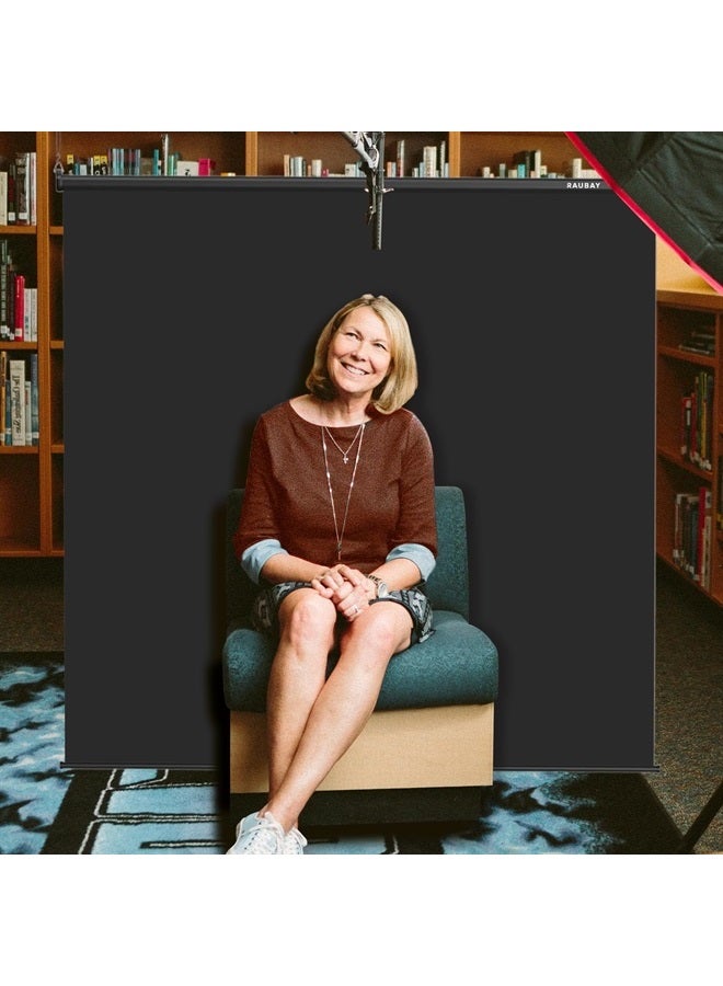 RAUBAY Retractable Pull Down Black Screen Backdrop - 78.7"x 86.6" Collapsible Wall-Mount Background for Professional Video Production, Photography, TikTok and Video Conferencing - Image 2
