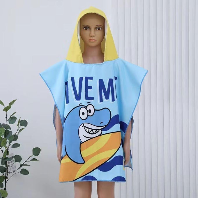 PONCHO TOWEL FOR KIDS HOODED BATH TOWELS 60 X 120 CM TODDLER POOL TOWEL FOR BOYS GIRLS 17 YEARS LIGHT BLUE