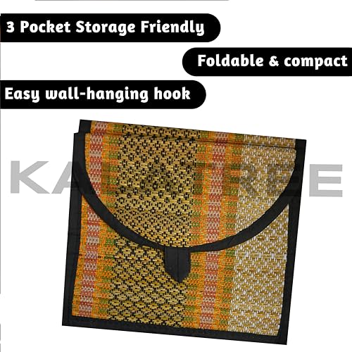KalaTree River Grass Wall Organizer for Home Decor | Handwoven Magazine & Letter Holder | 3 Pockets, Foldable Elegant | Eco-Friendly Korai Grass - Image 3