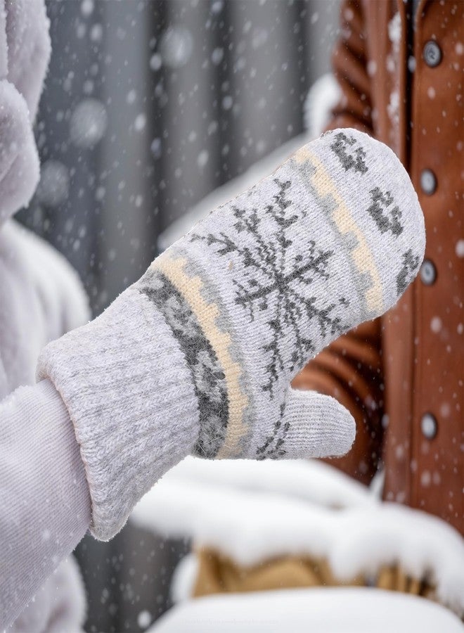 Gvhntk 3 Pairs Womens Winter Gloves Mittens Snowflake Knit Glove Thick Warm Lined Wool Gloves Christmas Mittens Cold Weather - Image 5