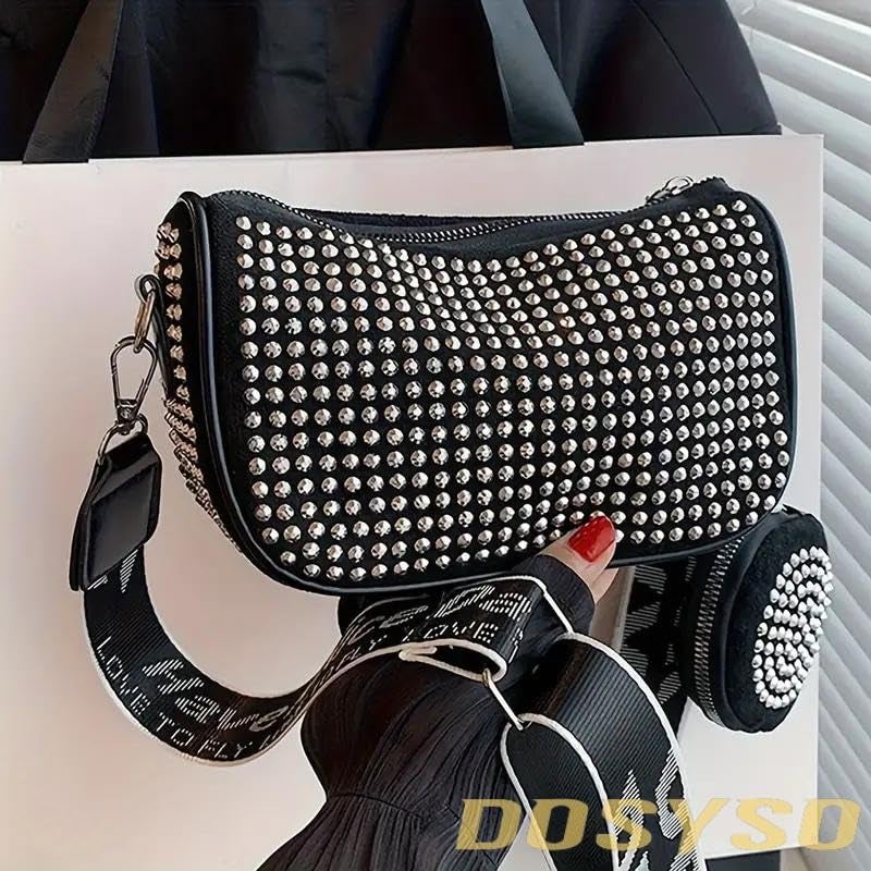 DOSYSO Crossbody Sling Bag Stylish With Pack of Combo Coin Pouch For Women Detachable Broad Strap Evening Clutch Handbags Girls Latest Ladies Side Purse For Party Wedding Wide Belt Shoulder - Image 2