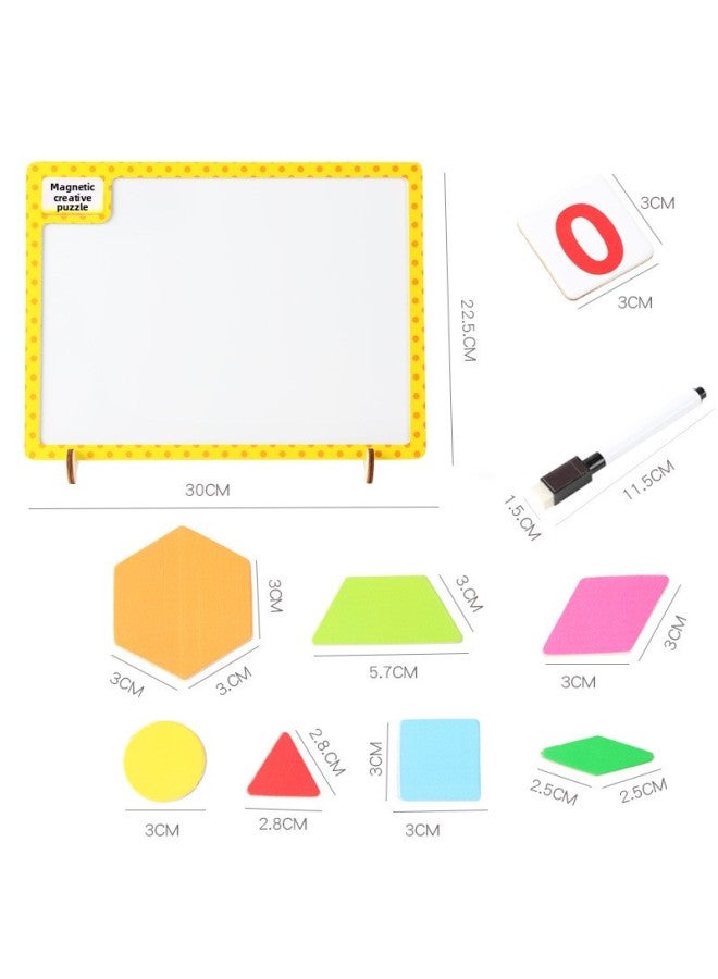 Loquat Educational Area Toys Small And Middle Class Kindergarten Large Class Materials Children's Magnetic Geometric Puzzle Montessori Early Education Boys And Girls-Color:204 Piece Magnetic Creative Puzzle - Image 1