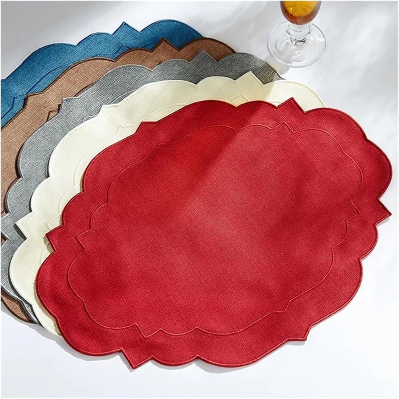 1 x Irregular Food Mat Cotton and Linen Embroidery, Fabric Plate (Sky Blue) - Image 2
