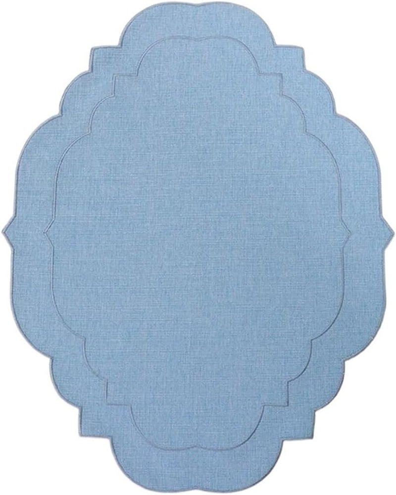 1 x Irregular Food Mat Cotton and Linen Embroidery, Fabric Plate (Sky Blue) - Image 1
