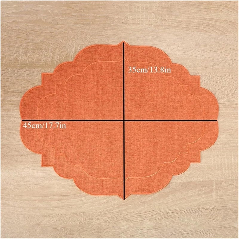 1 x Irregular Food Mat Cotton and Linen Embroidery, Fabric Plate (Sky Blue) - Image 4