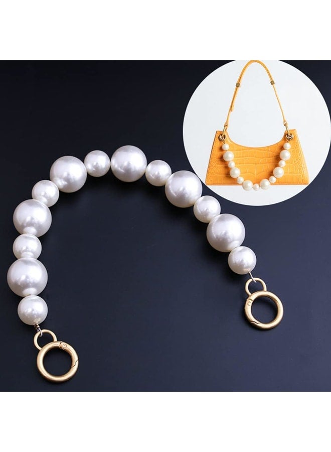Gukasxi 2Pcs Purse Replacement Chains with Clasp(Gold and Pearl White),DIY Heavy Chunky Aluminum Metal Chain &Imitation Pearl Bead Purse Strap Handbag Chain Accessories - Image 4