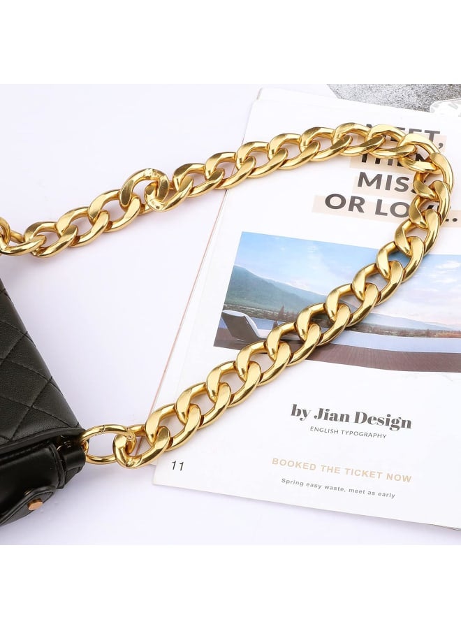 Gukasxi 2Pcs Purse Replacement Chains with Clasp(Gold and Pearl White),DIY Heavy Chunky Aluminum Metal Chain &Imitation Pearl Bead Purse Strap Handbag Chain Accessories - Image 3