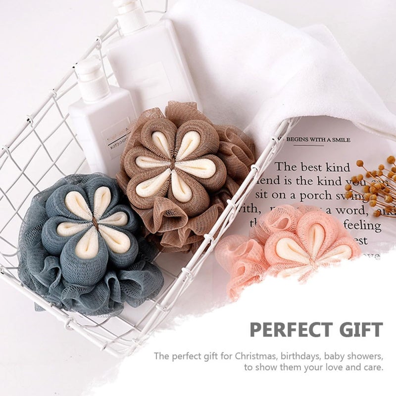 SHOWERORO 3pcs Soft Bath Loofah Shower Puff Sponges Body Washing Scrubbers for Women Home Use Exfoliating Mesh Bathing Accessories Random Color - Image 3