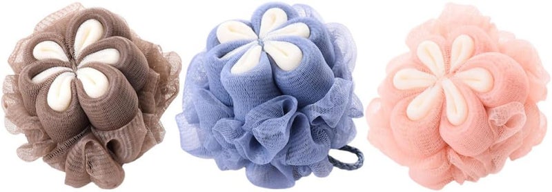 SHOWERORO 3pcs Soft Bath Loofah Shower Puff Sponges Body Washing Scrubbers for Women Home Use Exfoliating Mesh Bathing Accessories Random Color - Image 1