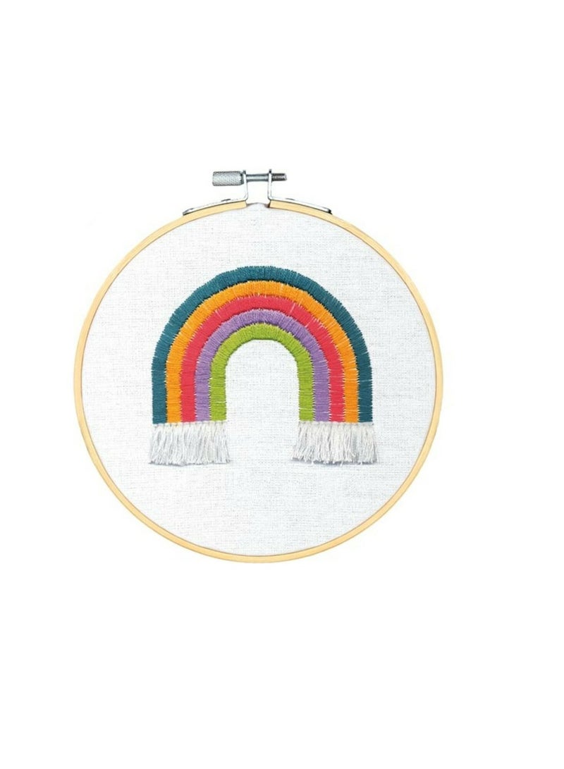 Embroiderymaterial Embroidery Kit with Hoop 6in Rainbow Stitched - Image 2