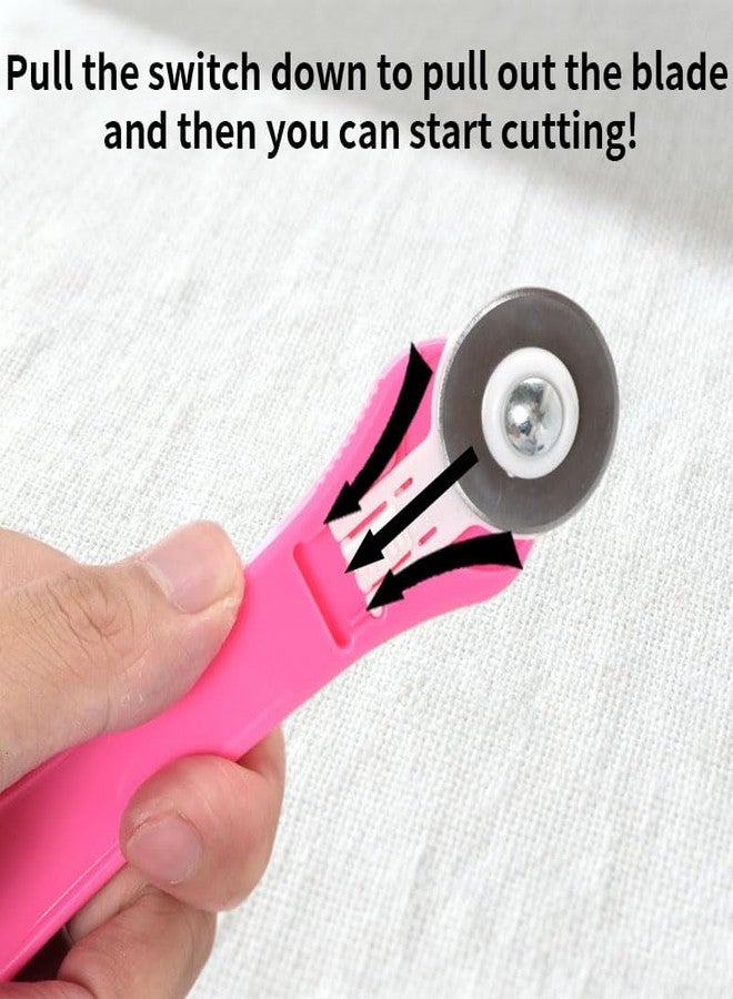 VortecSys Rotary Cutter Set, 45mm and 28mm Fabric Cutters Kit with Extra 10 Blades Ergonomic Rotary Cutter, Suitable for Fabric, Leather, Crafts, Sewing, and Quilting Fabric (Pink) - Image 5