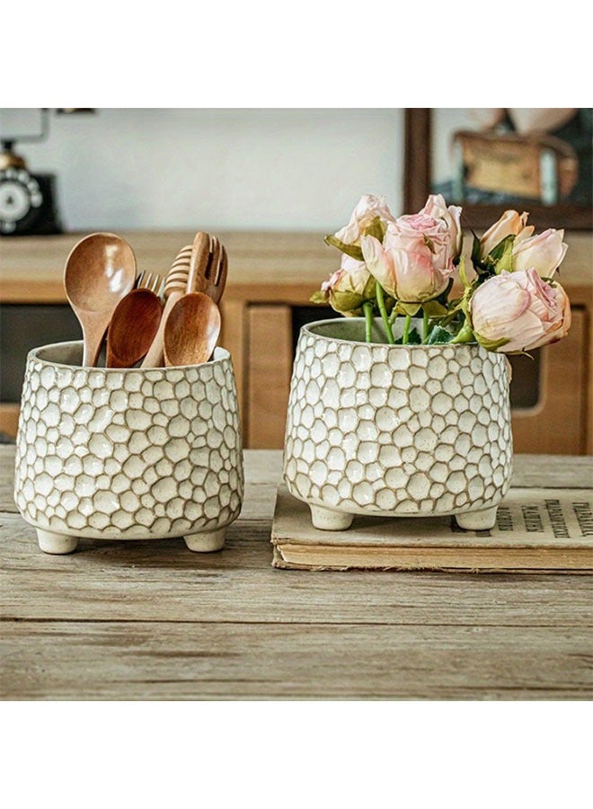 HOMESTAR Handmade Pinecone-shaped ceramic kitchen utensil holder, makeup brush and pen holder, succulent planter pot, countertop organizer for home decor - Image 3