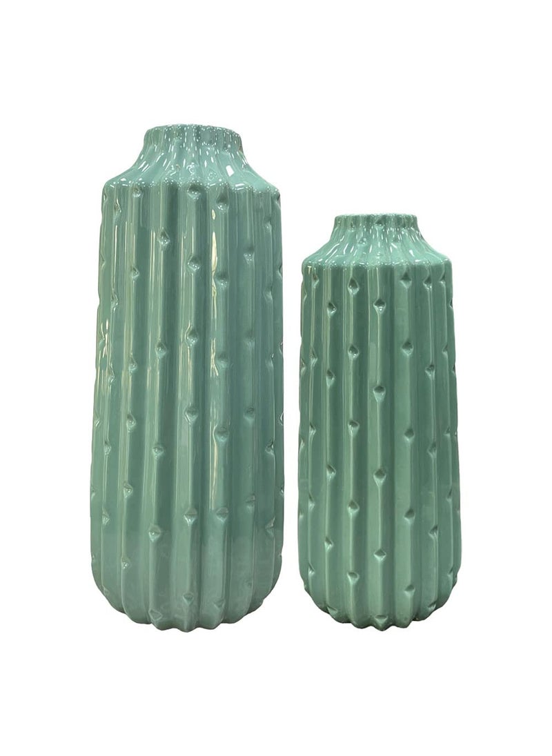 Art Street Art Street Ceramic Flower Vase for Living Room, Modern Decorative Home Décor Accessories, Flower Vases for Centerpieces & Tables - Set of 2 (Green, 4.3x9.8, 5.5X11.5 Inch)  - Image 4