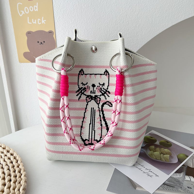 2025 Japanese And Korean New Ins Style Large-Capacity Knitted Handbag Women'S Daily Versatile Portable Casual Handbag - Image 1