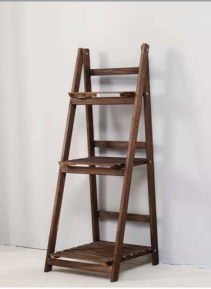 Generic FFD Natural Wood Rack Flowers Stand Decorative 3 Layers Flower Pots Stand For Home Living Room Decoration Bookshelf Flowers Stand  - Image 4