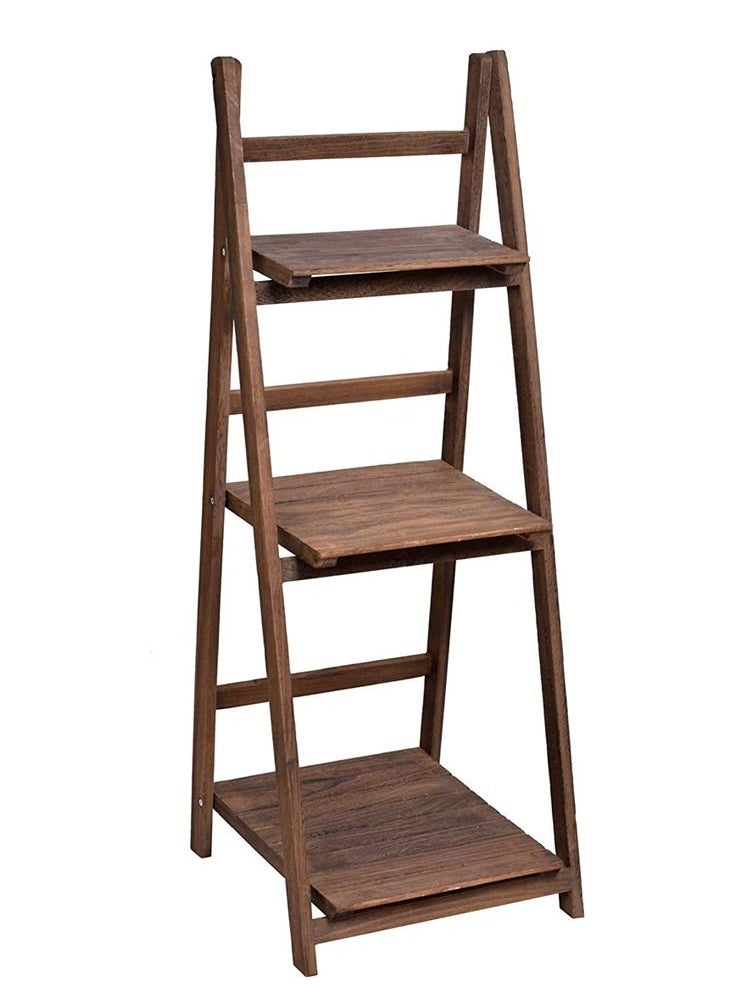 Generic FFD Natural Wood Rack Flowers Stand Decorative 3 Layers Flower Pots Stand For Home Living Room Decoration Bookshelf Flowers Stand  - Image 2