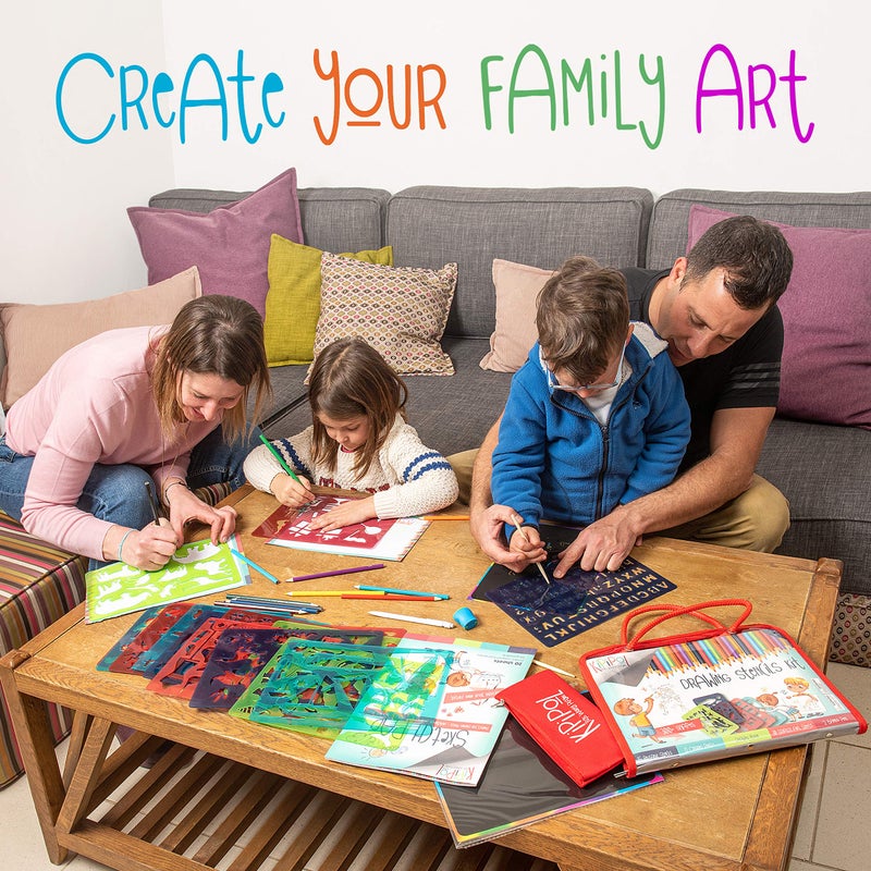 Kipipol 63 Pcs Drawing Stencils for Kids Ages 4-8 - 8-12 and Up - Arts and Crafts for Girls and Boys - Kids Drawing kit - Arts Set- 15 Art Stencils, 260+ Designs -Scratch Art- Creativity Gifts & Toys - Image 4