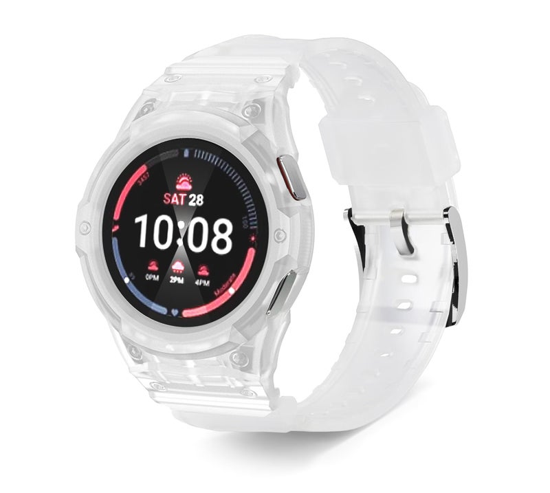 Yrzper Compatible for Samsung Galaxy Watch 7 6 5 4 44mm 40mm Band with Case Wristbands Shockproof Durable Rugged Protective Cover with Silicone Replacement Watch Strap Drop-proof for Men Women (Clear, 44mm) - Image 1