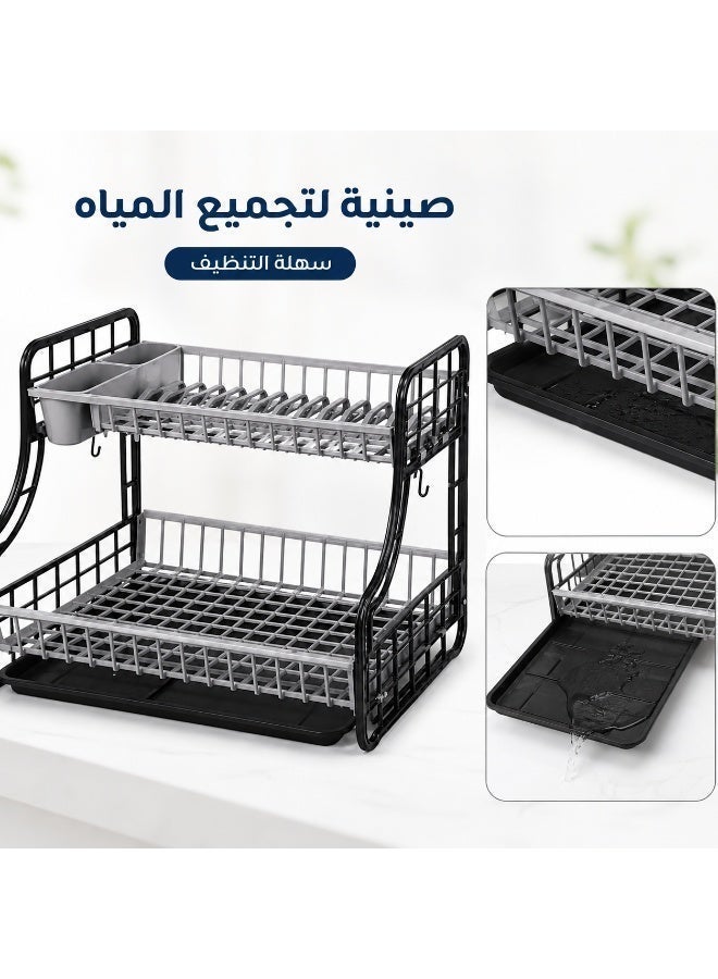 فافيلا مطبقية أطباق دورين مع صينية تصريف وحامل ملاعق – منظم وتجفيف للأطباق والأكواب موفر للمساحة – 44×30.5×37 سم – كود 624 - Image 4