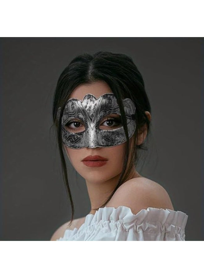 ماى سوق قناع حفلات تنكري كلاسيكي (Fashion Facemask) بتصميم فينيسي عتيق - فضي وأسود - Image 3