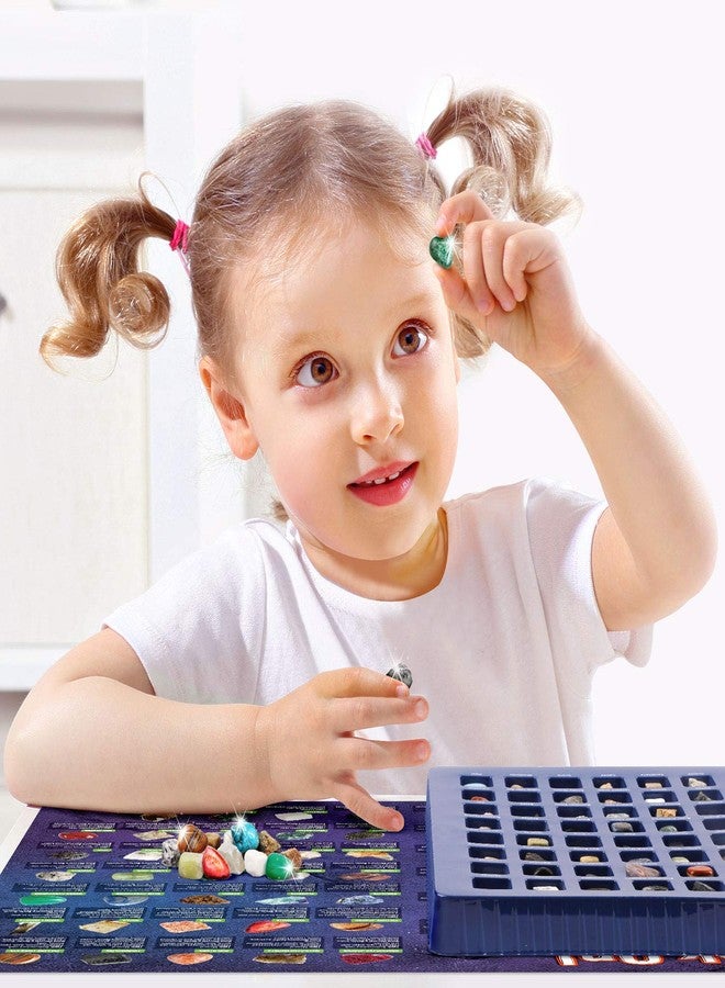 XX مجموعة XXTOYS للصخور 48 قطعة مجموعة تعليم الصخور والمعادن الأحجار الكريمة للأطفال مجموعة علم الجيولوجيا مع عين النمر والكوارتز الوردي والجاد الأحمر والمزيد دليل التعرف تعليم العلوم STEM - Image 5