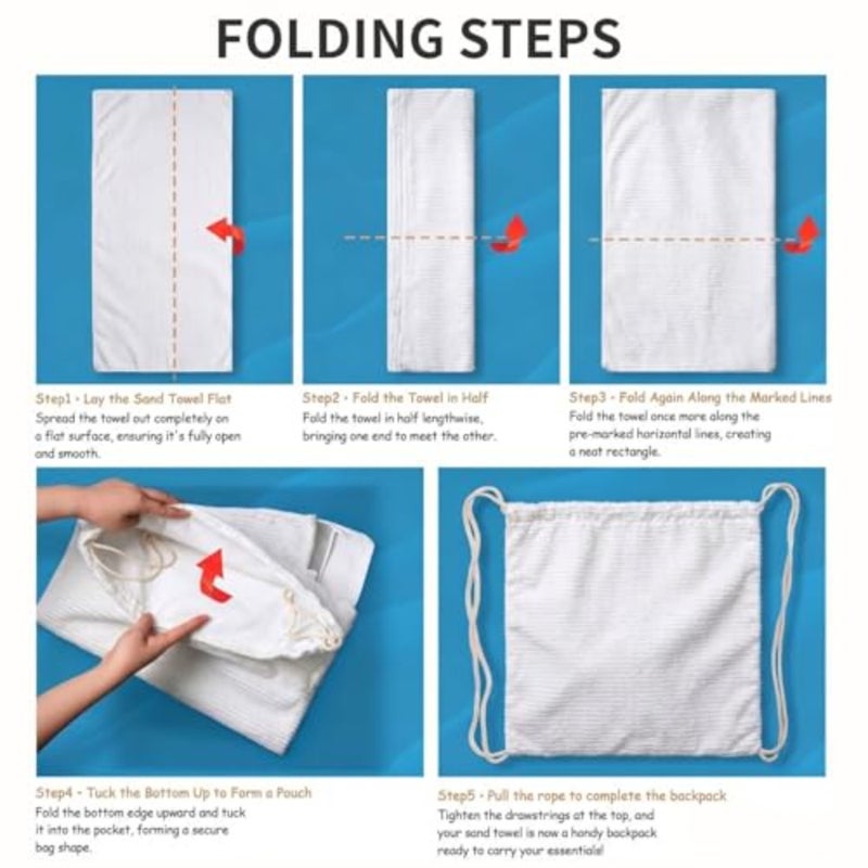 Love Heart Print 2 In 1 Packable Beach Towel Bag, Quick Dry Backpack Microfiber Mat For Camping, Travel, Vacation, Cruise, And Picnic - Image 5