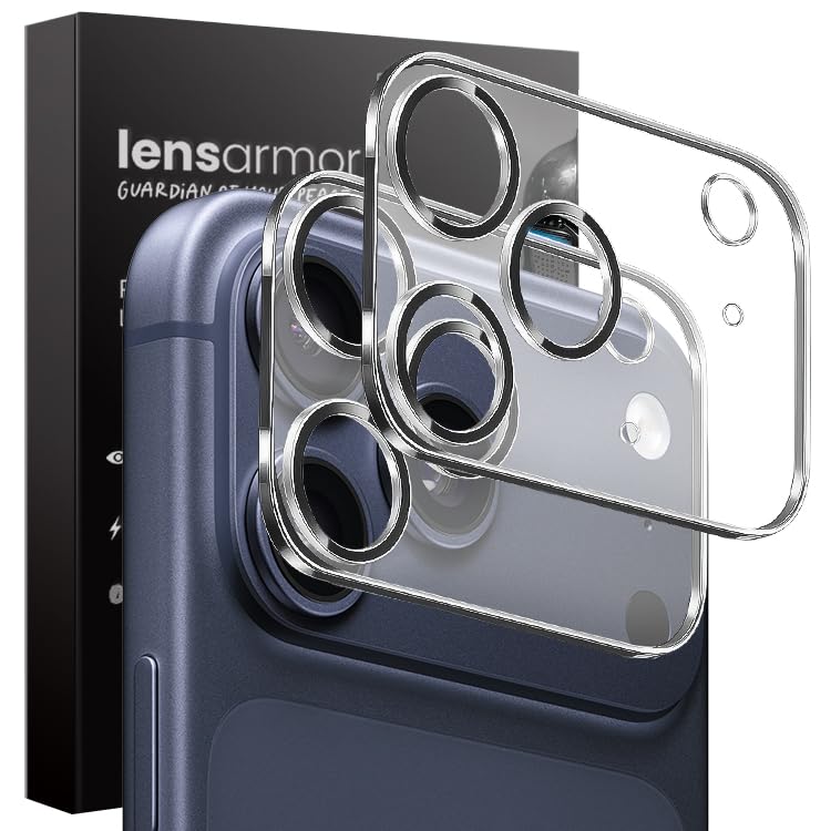 Lensarmor® Military Grade Camera Lens Protector for Iphone 17 Pro (Pack of 2) – Premium 9H Hardness Glass, Scratch Resistant, Oleophobic Coating, HD Clarity, No Flash Interference, Full Lens Coverage - Image 1