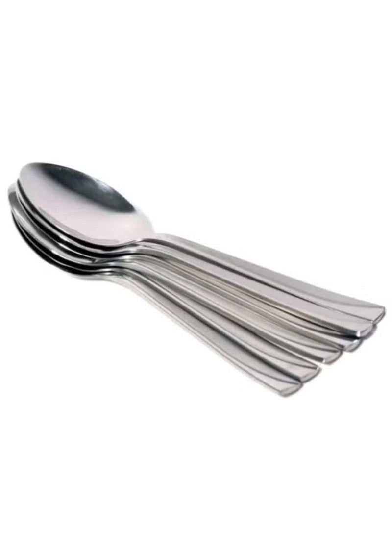 Stainless Steel Food Spoons Set in 6 Piece Silver 