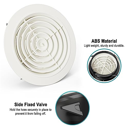 HG POWER 8 Inch Soffit Vent，Round Air Vent Cover with Louver, ABS Adjustable Ceiling Vent Covers for Living Room, Bathroom, Kitchen, Greenhouse, Ventilation System, White - Opening Size 7.28" - Image 4