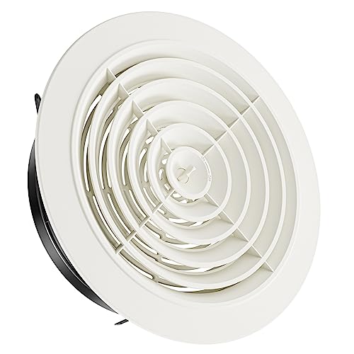 HG POWER 8 Inch Soffit Vent，Round Air Vent Cover with Louver, ABS Adjustable Ceiling Vent Covers for Living Room, Bathroom, Kitchen, Greenhouse, Ventilation System, White - Opening Size 7.28" - Image 1