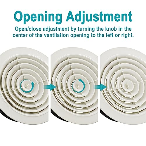 HG POWER 8 Inch Soffit Vent，Round Air Vent Cover with Louver, ABS Adjustable Ceiling Vent Covers for Living Room, Bathroom, Kitchen, Greenhouse, Ventilation System, White - Opening Size 7.28" - Image 3