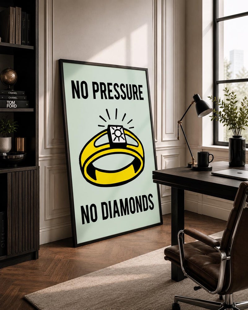 TNESSENTIAL No Pressure No Diamonds Poster, Motivational Typography Print, Minimalist Office Decor - Image 1