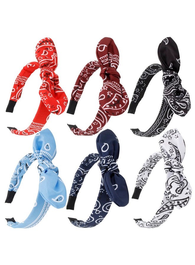 TOBATOBA 6 Pack Bandana Headbands For Women Knotted Bow Headbands For Women Girls Cute Bunny Ears Headbands Top Knot Headband Wire Headband Bandanas For Women Kids Headbands Hair Accessories For Women - Image 1
