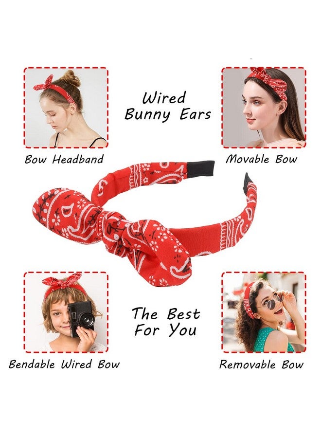 TOBATOBA 6 Pack Bandana Headbands For Women Knotted Bow Headbands For Women Girls Cute Bunny Ears Headbands Top Knot Headband Wire Headband Bandanas For Women Kids Headbands Hair Accessories For Women - Image 5