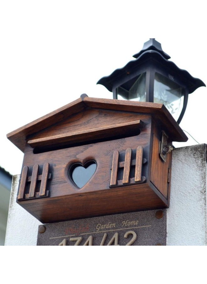 klarako - Wooden Cabin Mailbox Rustic Vintage Outdoor Rainproof Letter Box Suggestion Box Post Box for Home Bar House Decor 1pc - Image 1