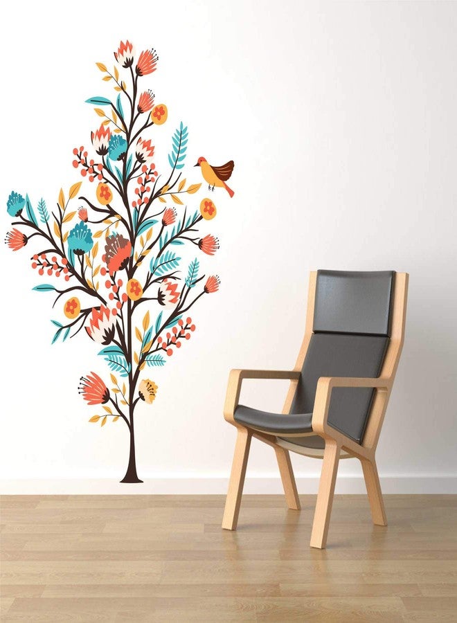 Wall Attraction ملصق حائط فينيل جذاب لغرفة المعيشة وغرفة الأطفال وغرفة النوم، شجرة وطيور ملونة (المقاس - 22 × 31 بوصة) - Image 2